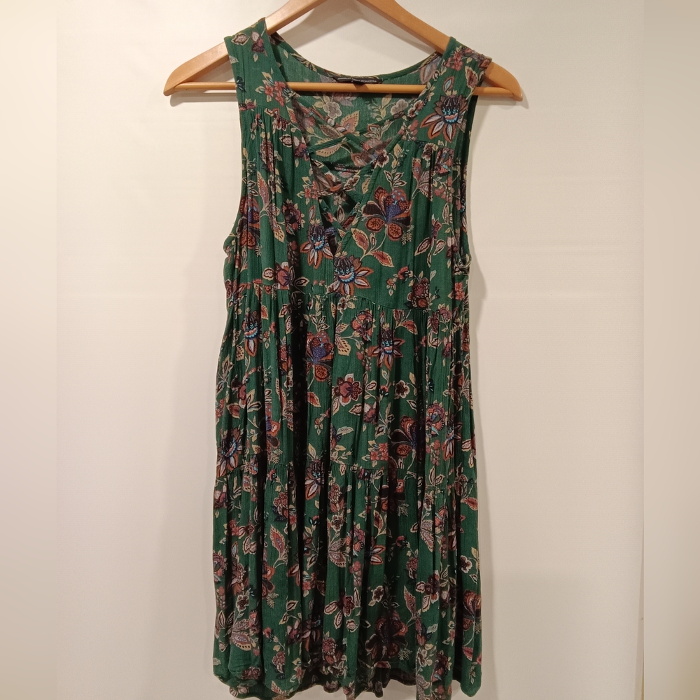 American Eagle Outfitters Green Floral Mini Dress